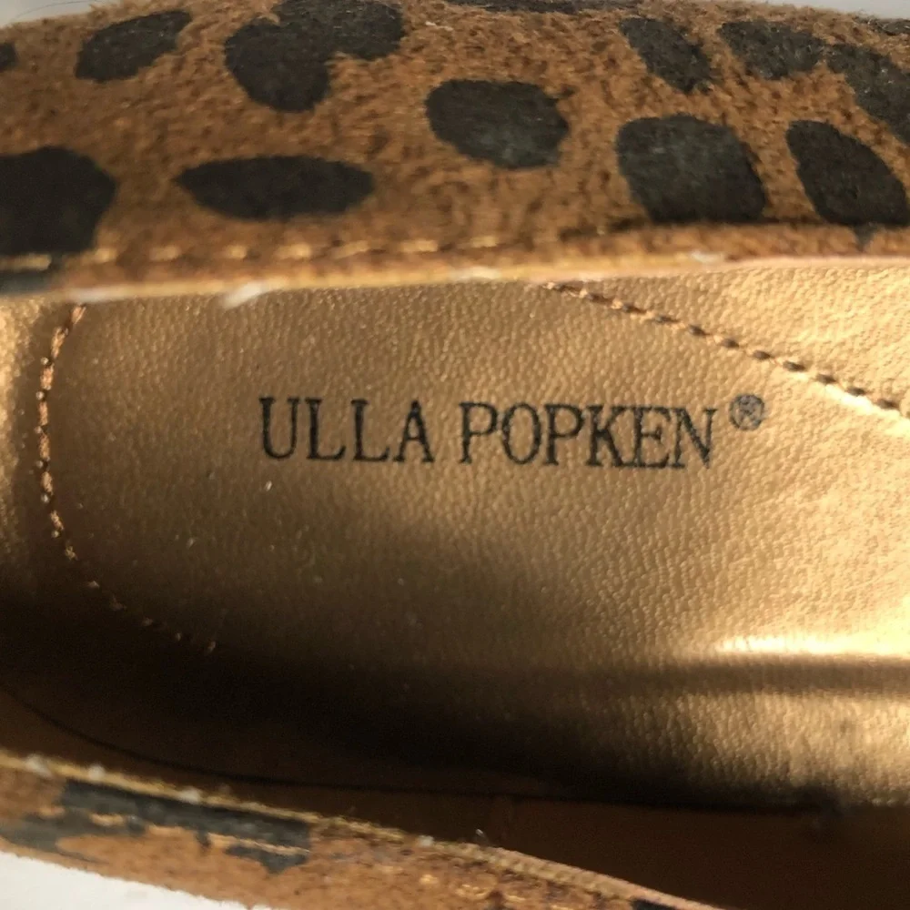 Ulla Popken leopard round toe flats 10 WIDE​